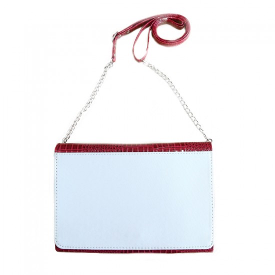 P/U LEATHER EEL SKIN PURSE BAG (w/ Adjustable Matching & Removable Shoulder Strap) (RED)   I-6