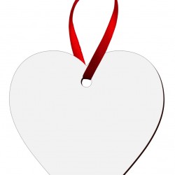 Heart Shape Hardboard Ornament with Red Ribbon A-6