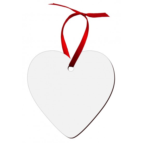 4868 - Heart Shape Hardboard Ornament with Red Ribbon