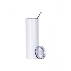 30oz/900ml White Stainless Steel Skinny Tumbler with Straw & Lid FL-12