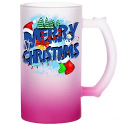 16oz Gradient Color Frosted Drinking Glass Beer Mug (PINK/Rose Red ) GBDC16RR (FL-7)