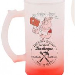 16OZ GRADIENT COLOR FROSTED DRINKING GLASS BEER MUG (RED) GBDC16R  (FL-7)