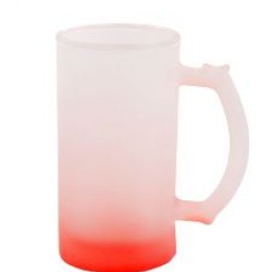 16OZ GRADIENT COLOR FROSTED DRINKING GLASS BEER MUG (RED) GBDC16R  (FL-7)