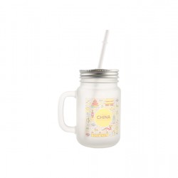 Mason Jar  Frosted With Handle FL-8