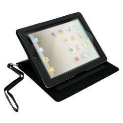 Rotatable iPad Case with Strap Black