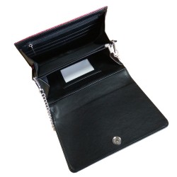 P/U LEATHER EEL SKIN PURSE BAG (w/ Adjustable Matching & Removable Shoulder Strap) (BEIGE) H-4