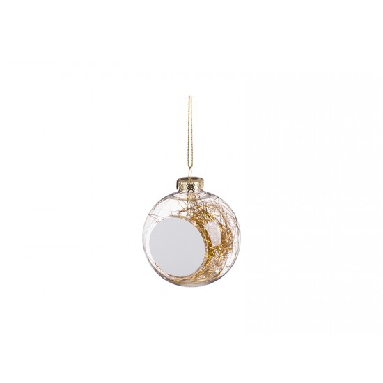 8cm Plastic Christmas Ball Ornament w/ GOLD String (Clear) (SDC8-GR) D-7