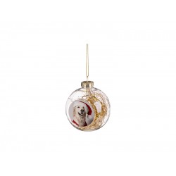 8cm Plastic Christmas Ball Ornament w/ GOLD String (Clear) (SDC8-GR) D-7