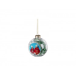 8cm Plastic Christmas Ball Ornament w/ Green String (Clear) (SDC8-GR) D-7