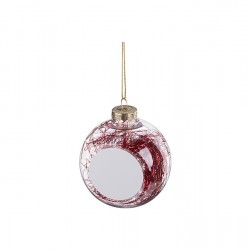 8cm Plastic Christmas Ball Ornament w/ Red String (Clear) (SDC8-RD) D-7