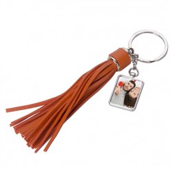 Square Key Chain w/ Long Tassel (Orange)  (YA120F-O) 