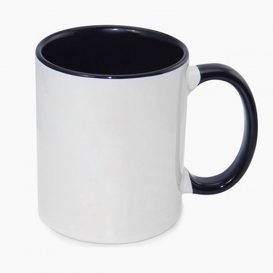 White Ceramic Sublimation Coffee Mug with Colored Rim/Handle - 11oz.